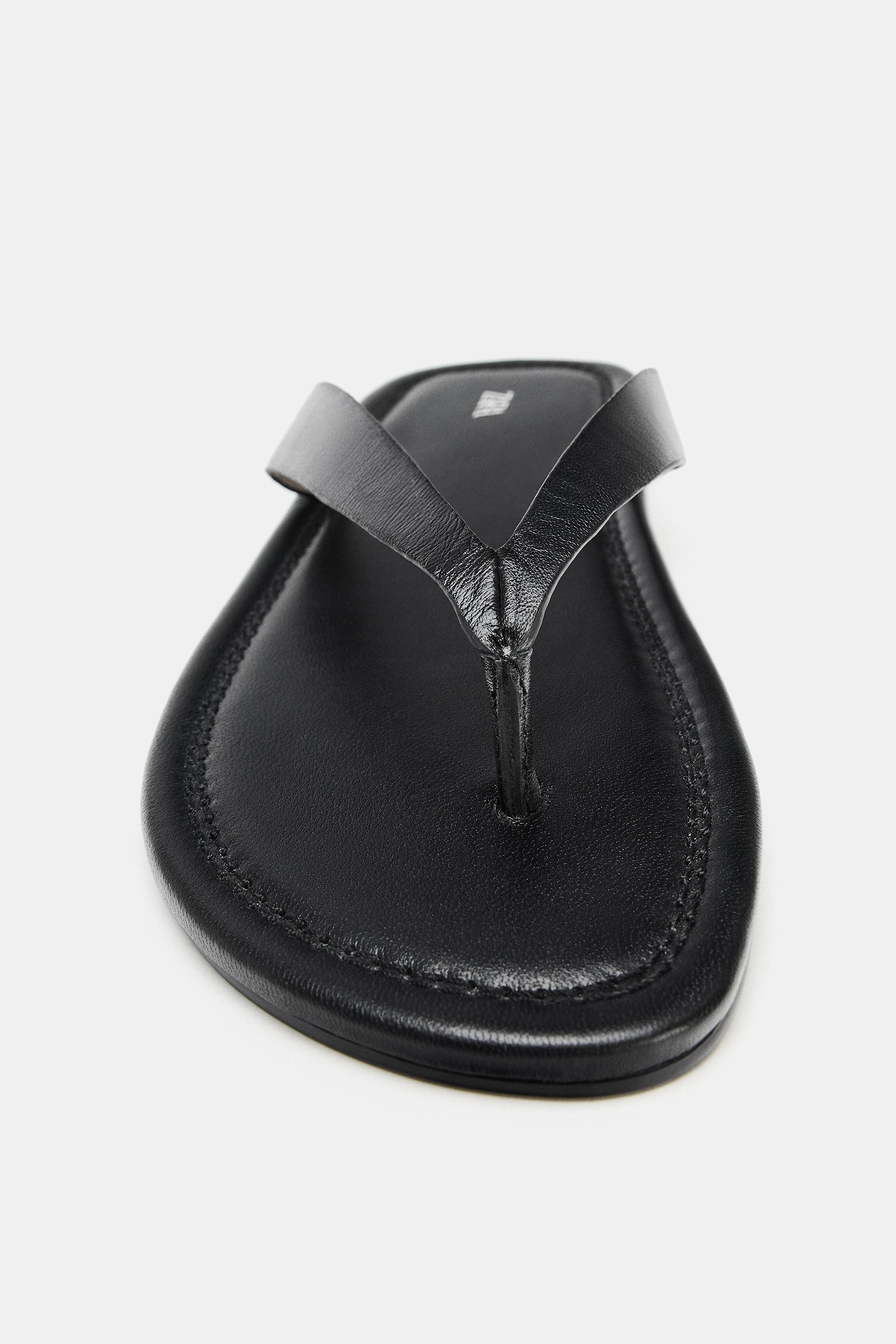 FLAT LEATHER SANDALS | Zara UK