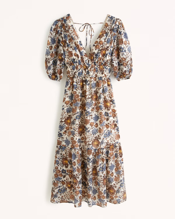 Floaty Plunge Midi Dress | Abercrombie & Fitch (US)