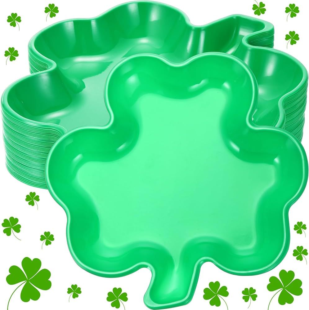 Ziliny Shamrock Shaped Plastic Plates for St. Patrick's Day Shamrock Serving Platter Green Clover... | Amazon (US)