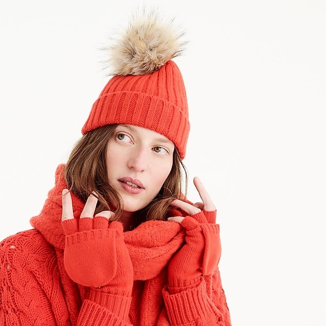 Ribbed beanie with faux-fur pom-pom | J.Crew US