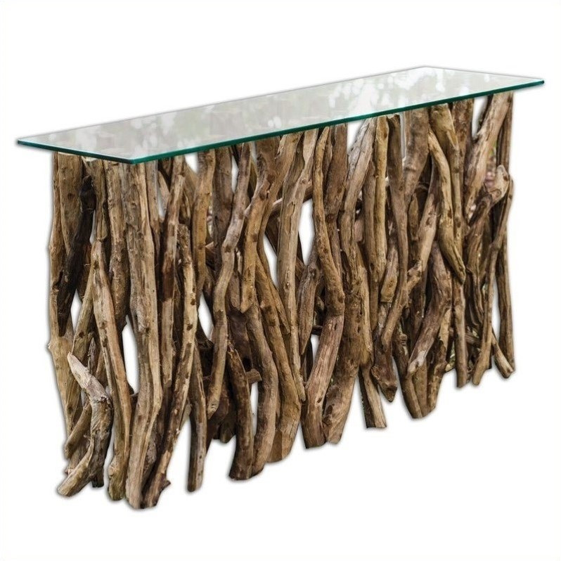 Allora Rustic Teak Wood Console Table in Natural Teak Wood - Walmart.com | Walmart (US)
