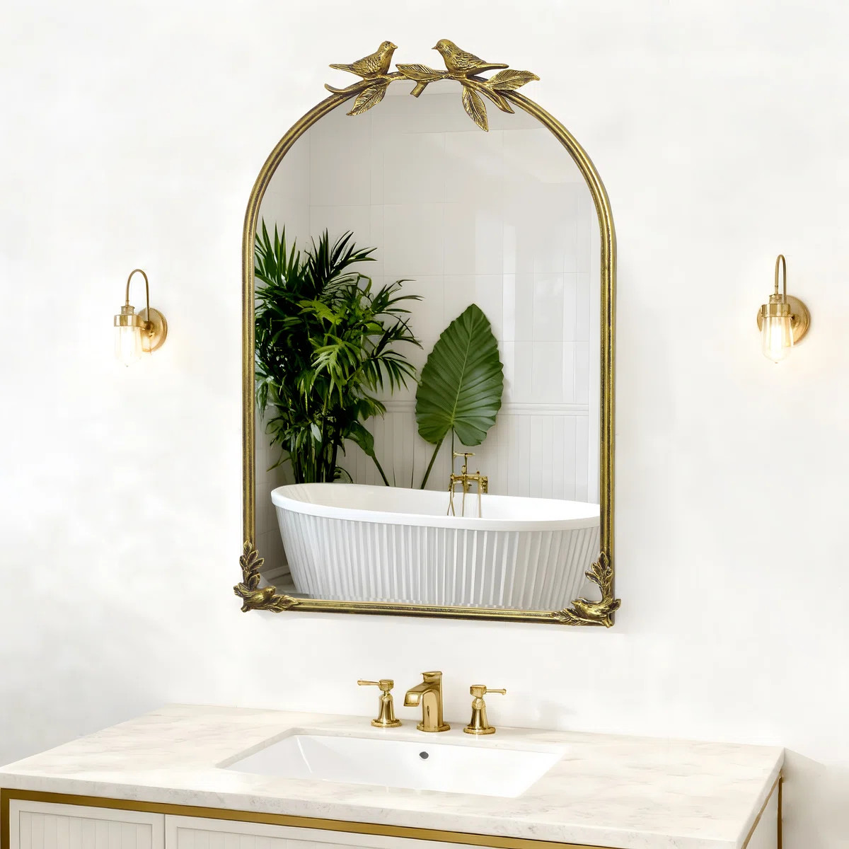 This retro arched wall mirror features a delicate handcrafted iron frame, depicting a vivid scene... | Wayfair North America