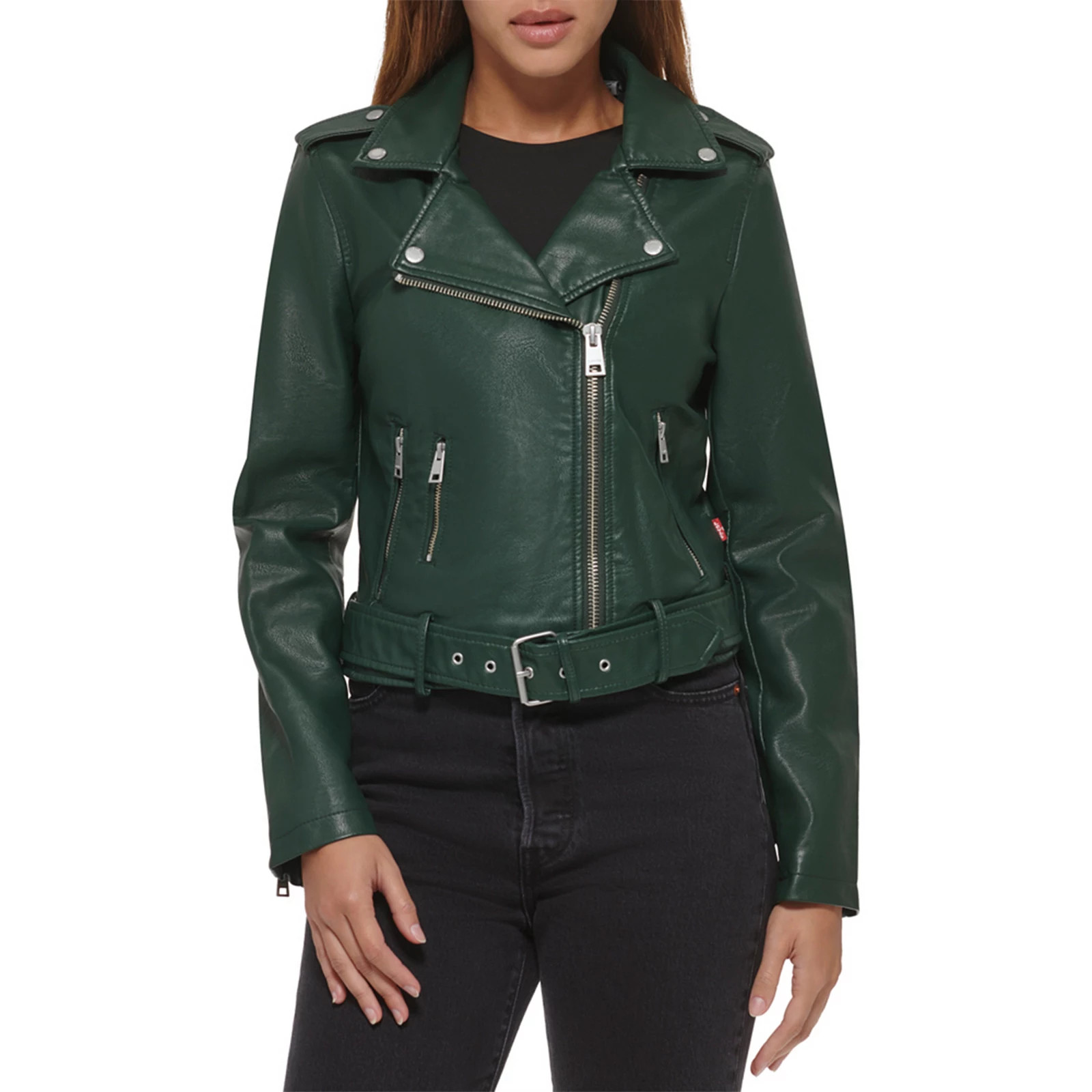 Women's Levi's® Belted Faux Leather Motorcycle Jacket, Size: XXL, Green | Kohl's