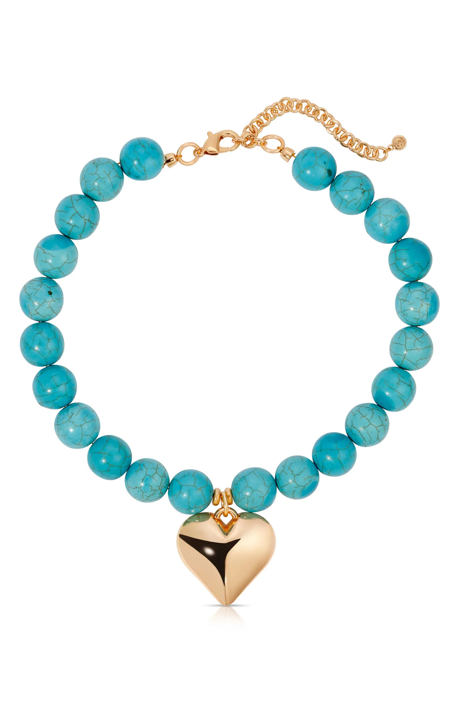 Ettika Chunky Beaded Heart Pendant Necklace | Nordstrom | Nordstrom