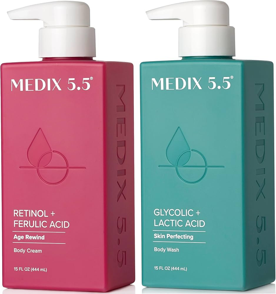 Medix 5.5 Exfoliating AHA Glycolic Acid Face & Body Wash Cleanser + Retinol Moisturizing Body Cre... | Amazon (US)
