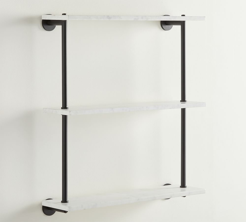 Linden Handcrafted Triple Marble Shelf | Pottery Barn (US)