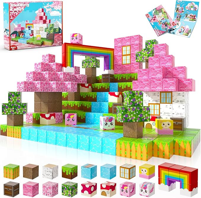 Magnetic Blocks - 100PCS Building Blocks Unicorn Cubes - Toys for Montessori Toddler Christmas Bi... | Amazon (US)