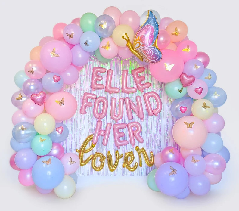 Pastel Found Her Lover Butterfly Rainbow Balloon Garland Pink Purple Party Balloon Arch Pastel Ra... | Etsy (US)