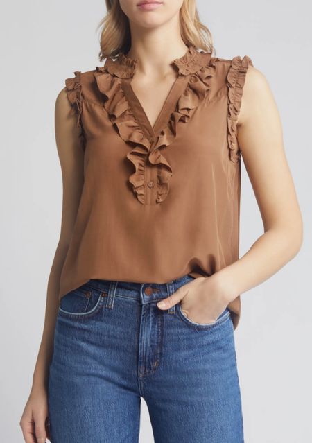 Ruffle top
Top
Jeans
Denim

Resort wear
Vacation outfit
Date night outfit
Spring outfit
#Itkseasonal
#Itkover40
#Itku

#LTKstyletip #LTKfindsunder100
