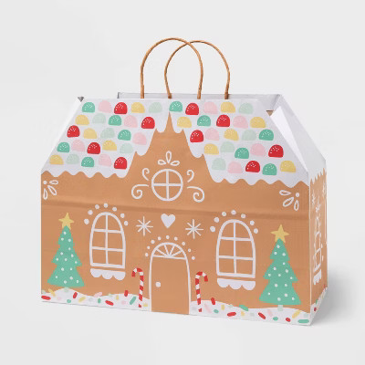 XL Gingerbread House Christmas Gift Bag Colorful - Spritz™ | Target