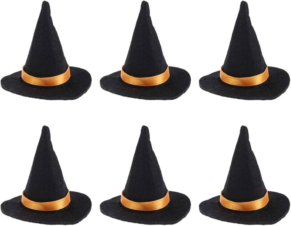 Amosfun 6pcs Halloween Mini Witch Hats Wine Bottle Topper Decorations Ornaments Halloween Party F... | Amazon (US)
