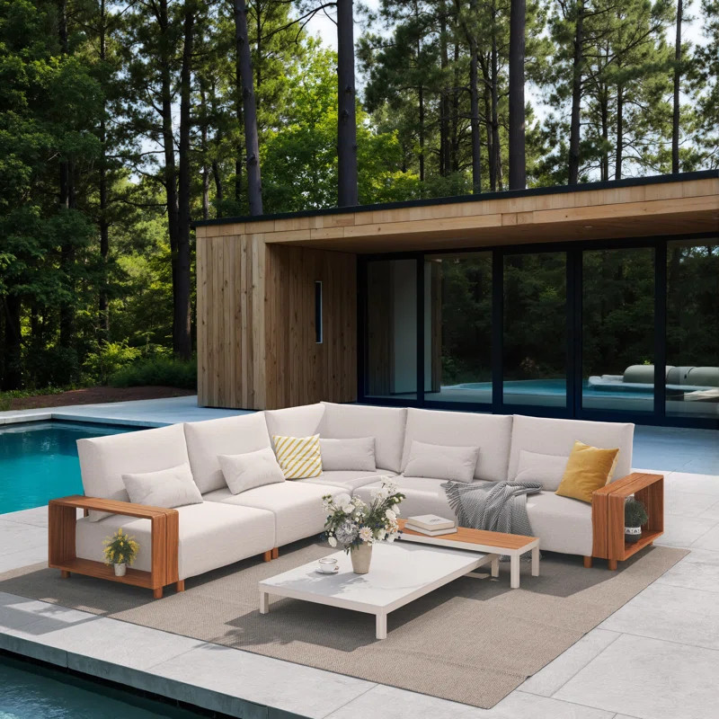 Yanali 7-Piece Outdoor Modular Aluminum Sectional Sofa Set with Olefin Cushions, Patio Conversati... | Wayfair North America