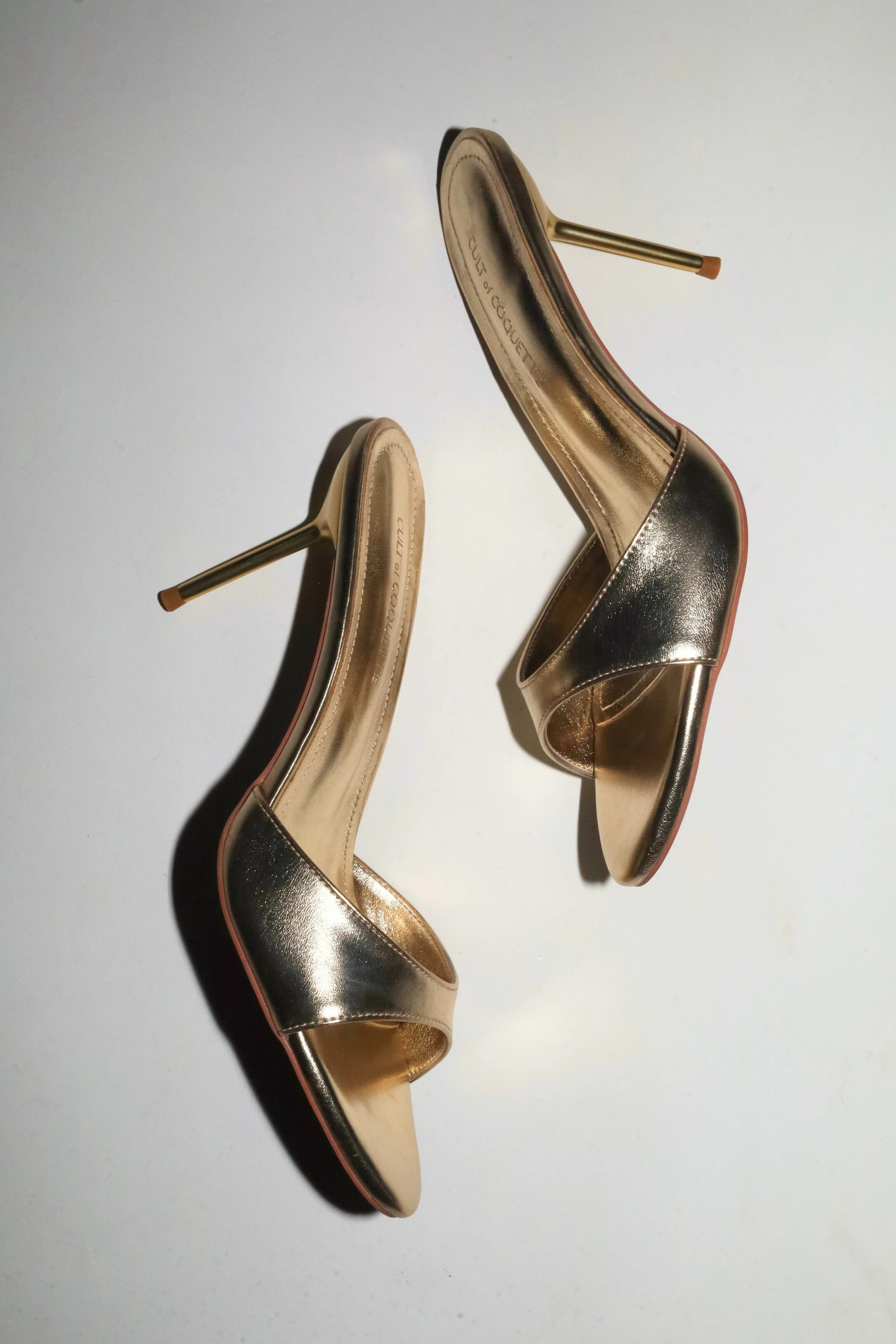 Pia White Gold Mules 80 mm | CULT OF COQUETTE