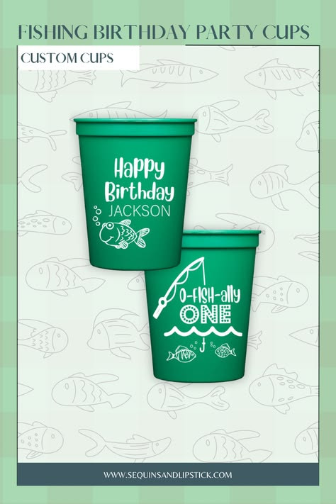 These personalized fishing birthday party cups are perfect for you babes birthday! They are o-fish-ally one of my favorite items we sell! 💚 

 #LTKmomlife #LTKSeasonal #LTKBaby