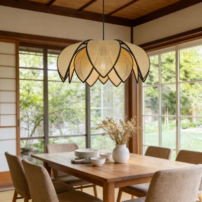 21'' Handwoven Rattan Chandelier Pendant Light, Modern Farmhouse Boho Wicker Light Fixture With Adjustable Chain For Dining Room Kitchen Island Living | Wayfair North America