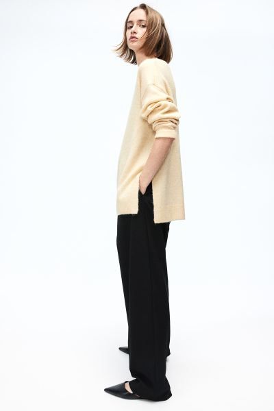 Oversized Sweater - Light beige/black striped - Ladies | H&M US | H&M (US + CA)