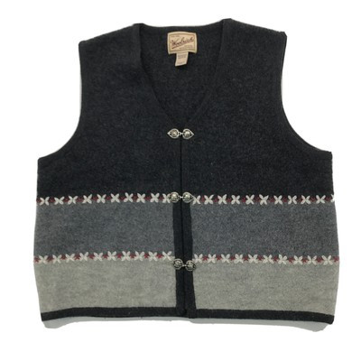 Vintage Woolrich Womens Medium Wool Knit Austrian Sweater Vest Heart Buckle Gray | eBay US