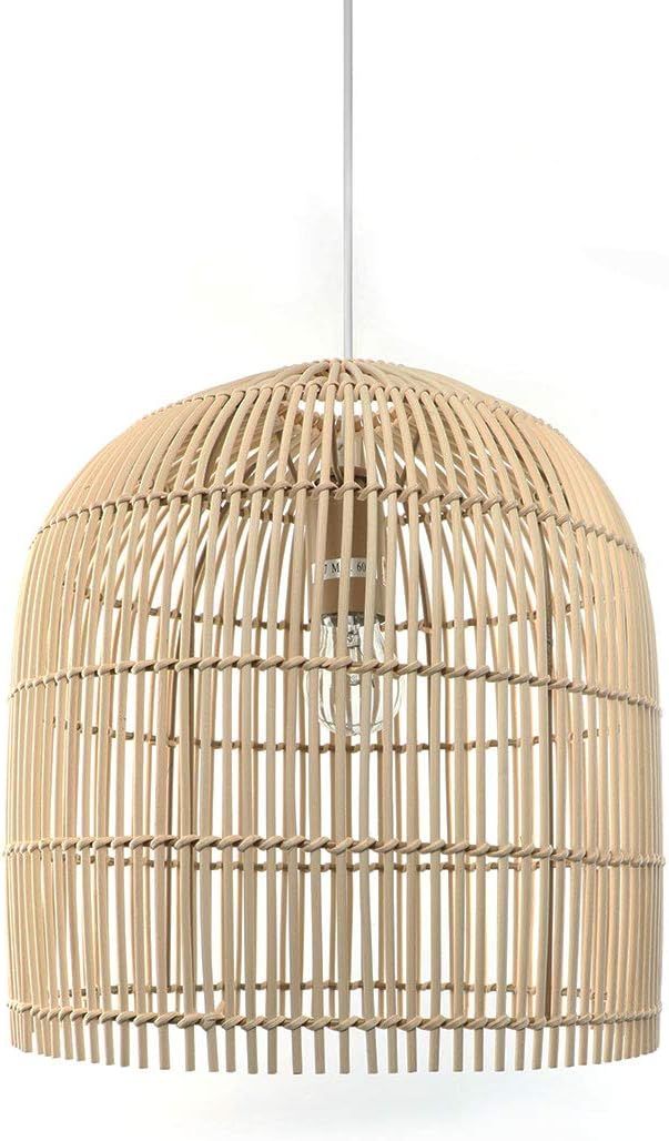 Rattan Pendant Light - Hand Woven Linear Chandelier, Basket Light Fixture, 13.8"W x 13.8"D x 13.8... | Amazon (US)