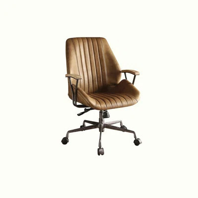 Leather Office Chair with Swivel Wheels, Adjustable Height | Wayfair North America