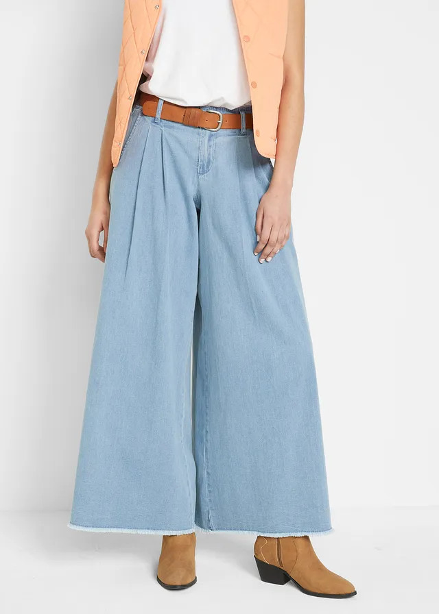 Wide leg jeans, broekrok lichtblauw denim | Bonprix NL (Influencer)