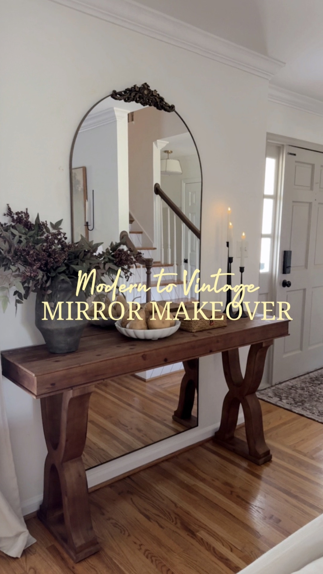 DIY vintage mirror makeover ✨ I loved the size and shape of my arched floor mirror, but the simple black frame felt a little too modern for my home.

Instead of buying a new one, I gave it some vintage European character with a decorative wood applique, black spray paint and European Gold Rub ’n Buff.

Such a simple DIY, but it completely changed the look and made this mirror feel so much more like a piece that could have been collected over time. 🤎

Save this one if you have a modern mirror that could use a little vintage charm!

**I also linked one from the same brand, that I used as my inspo, and already has the vintage look (In case you don’t have a mirror and want the look ready to go 😊) 


#DIYMirrorMakeover #VintageMirrorDIY #CottageStyle DIY vintage mirror makeover • modern mirror makeover • arched floor mirror • modern to vintage decor • European inspired mirror • European cottage decor • Rub n Buff mirror • European Gold Rub n Buff • wood applique mirror • antique inspired decor • vintage home decor • collected home style • budget home @bloomsupps , #giftedbybloom #bloomenergy

#LTKSeasonal #LTKHome #LTKdayinmylife