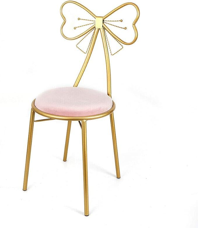 DENESTUS Butterfly Bow Tie Chair Pink Makeup Vanity Chair Velvet Cushion Metal Frame Lounge Dress... | Amazon (US)