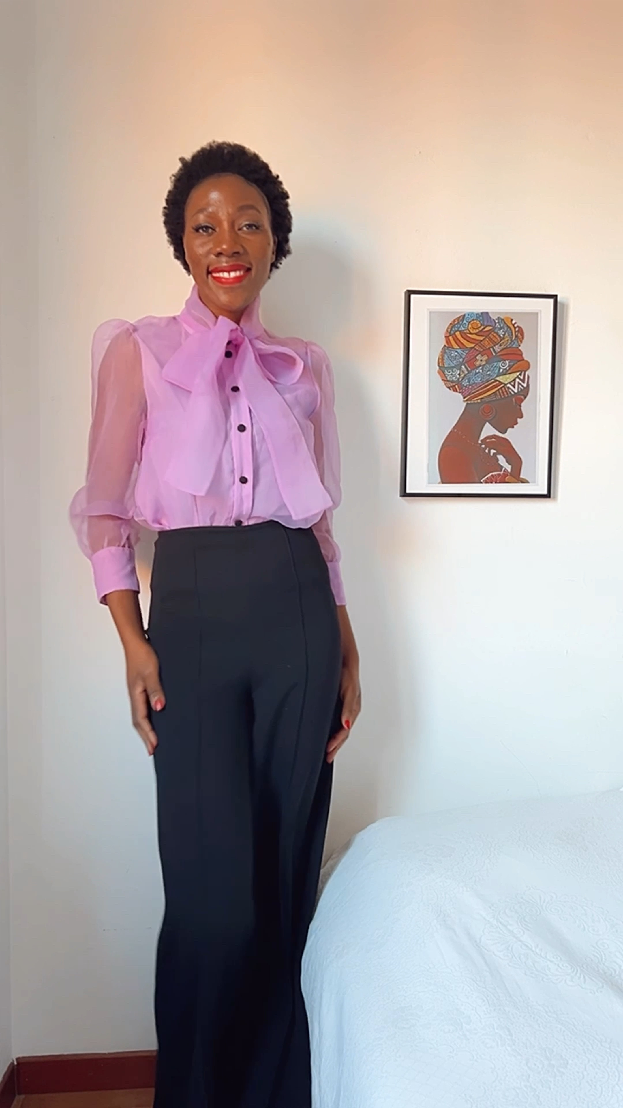 What I wore to host my first masterclass. Organza blouse, wide leg black pants, black pumps.

#LTKworkwear #LTKshoecrush #LTKstyletip