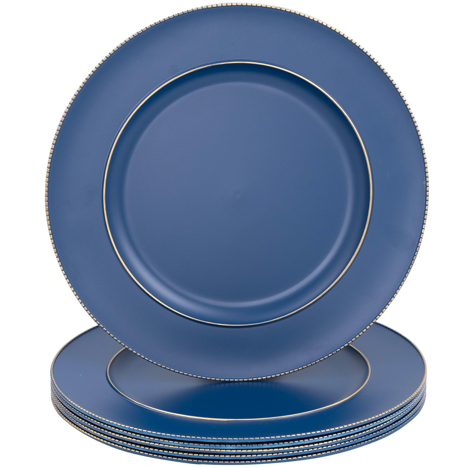 MAONAME Blue Charger Plates, 13" Plastic Round Charger for Dinner Plates, Plate Chargers Set of 6... | Amazon (US)