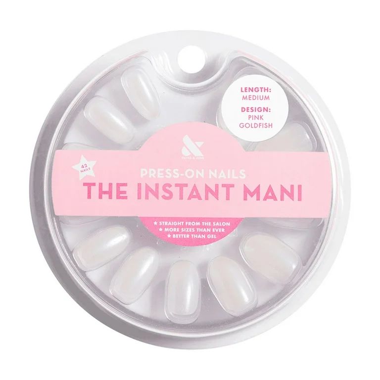 Olive & June Instant Mani Oval Medium Press-on Nails, Pink Goldfish, 42 Pieces - Walmart.com | Walmart (US)