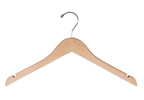NAHANCO 81-17CH 17" Economy Wooden Hanger with Notches, Chrome Hook, Natural (Pack of 100) | Amazon (US)