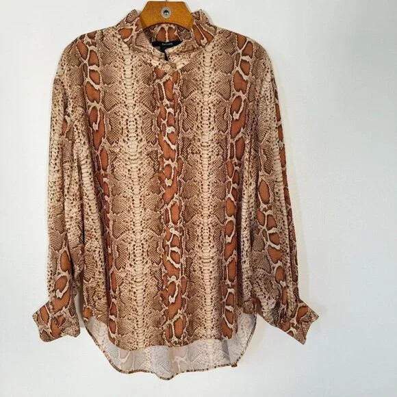 Smythe Poet Blouse Oversized Bishop Sleeve Snake Print Mob Wife Glam XS | Poshmark