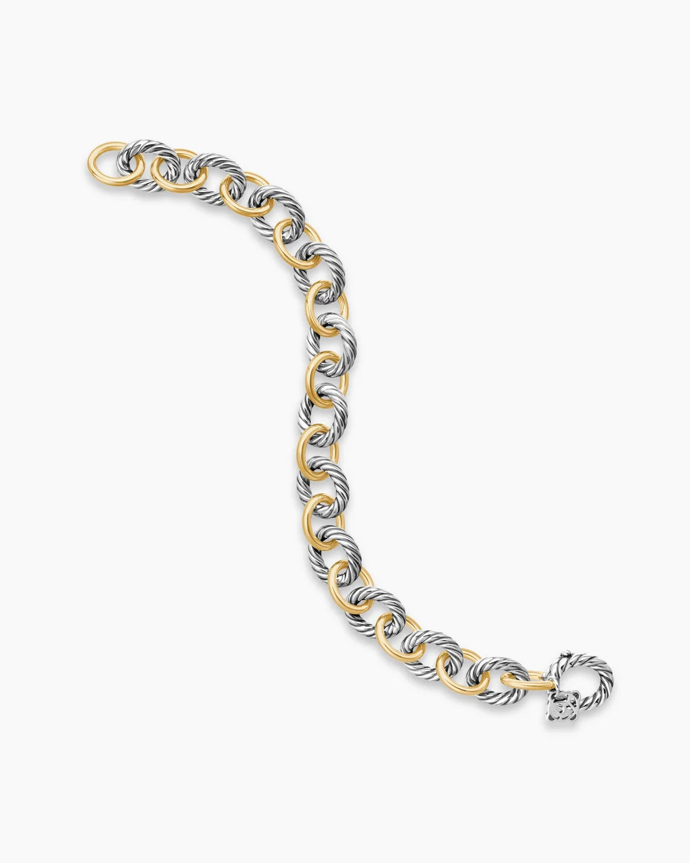 David Yurman | Oval Link Chain Bracelet in Sterling Silver with 18K Yellow Gold, 10mm | David Yurman