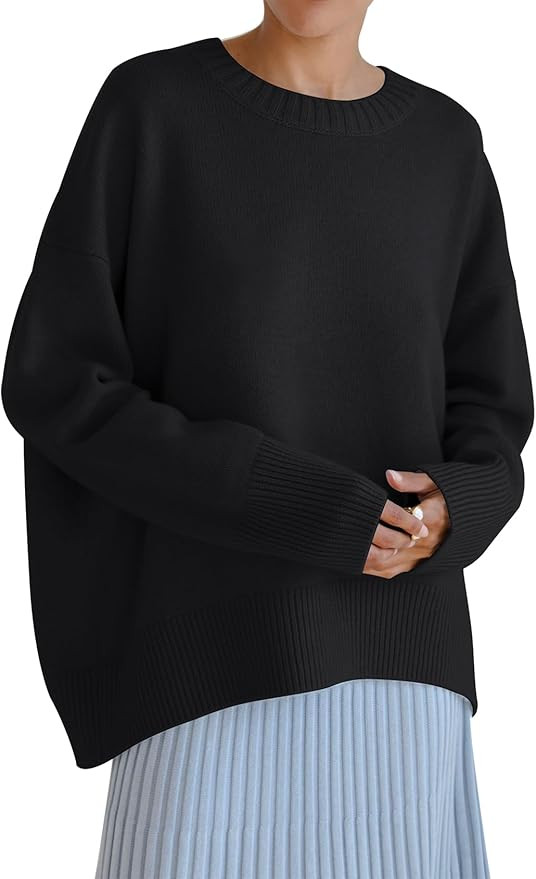 Women's Oversized Sweaters Crewneck Knitted Pullover Sweater Long Sleeve Casual Top 2024 Fall Win... | Amazon (US)