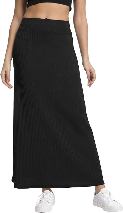 Urban CoCo Women's High Waist A-Line Maxi Skirt Comfy Ribbed Knit Long Skirt | Amazon (US)