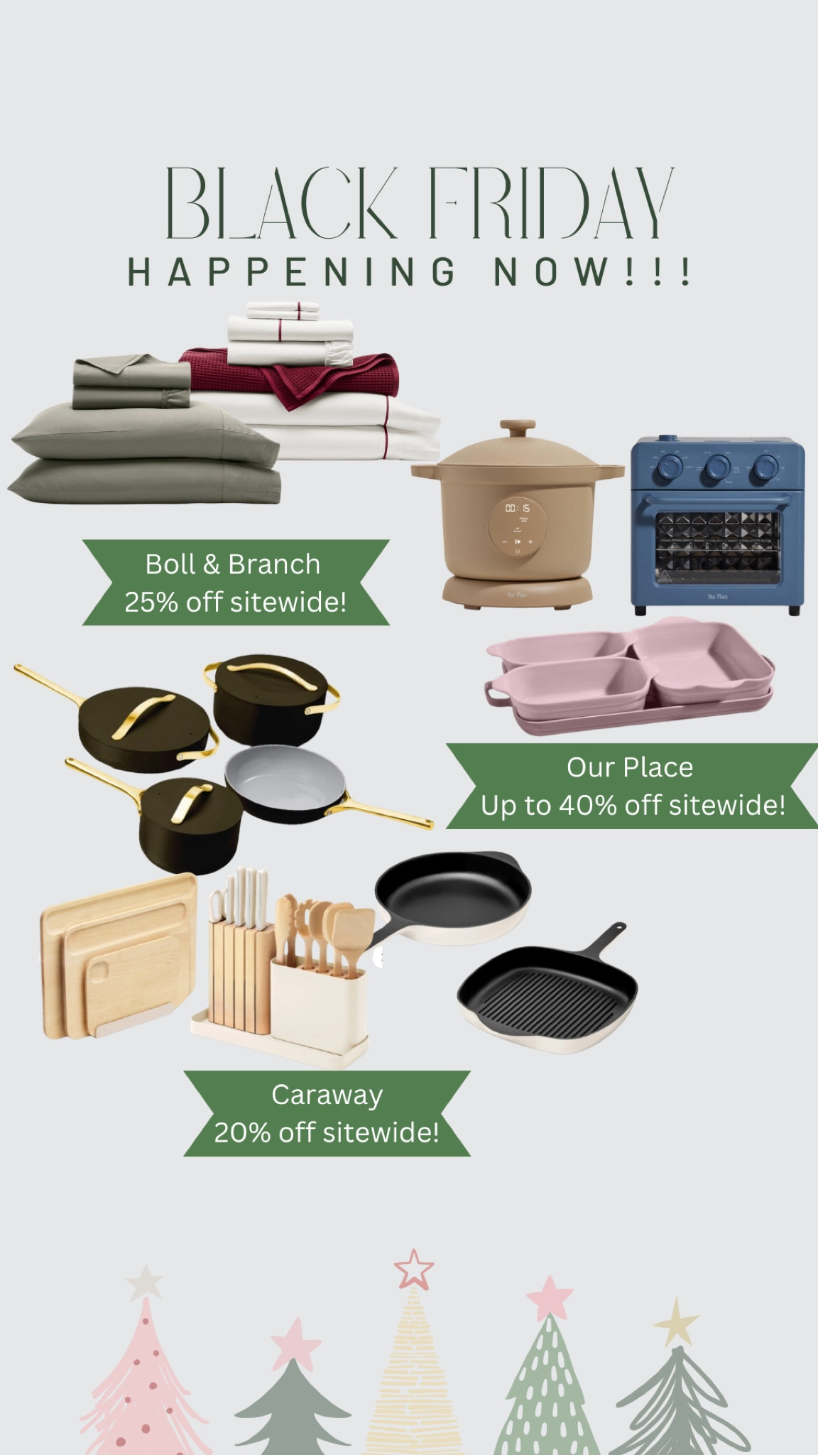 Black Friday Home Deals happening now! Save big on yourself or for friends and family❤️

Deals & Codes: 
Boll & Branch: 25% off site wide 
Our Place: up to 40% off site wide
CARAWAY: 20% off site wide 

#LTKHome #LTKCyberWeek #LTKSaleAlert
