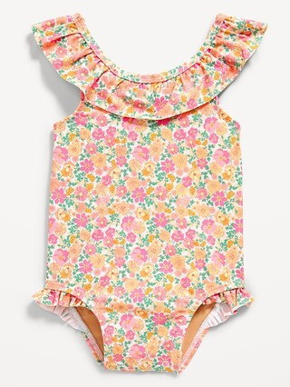 Printed Ruffle-Trim One-Piece Swimsuit for Baby | Old Navy (US)