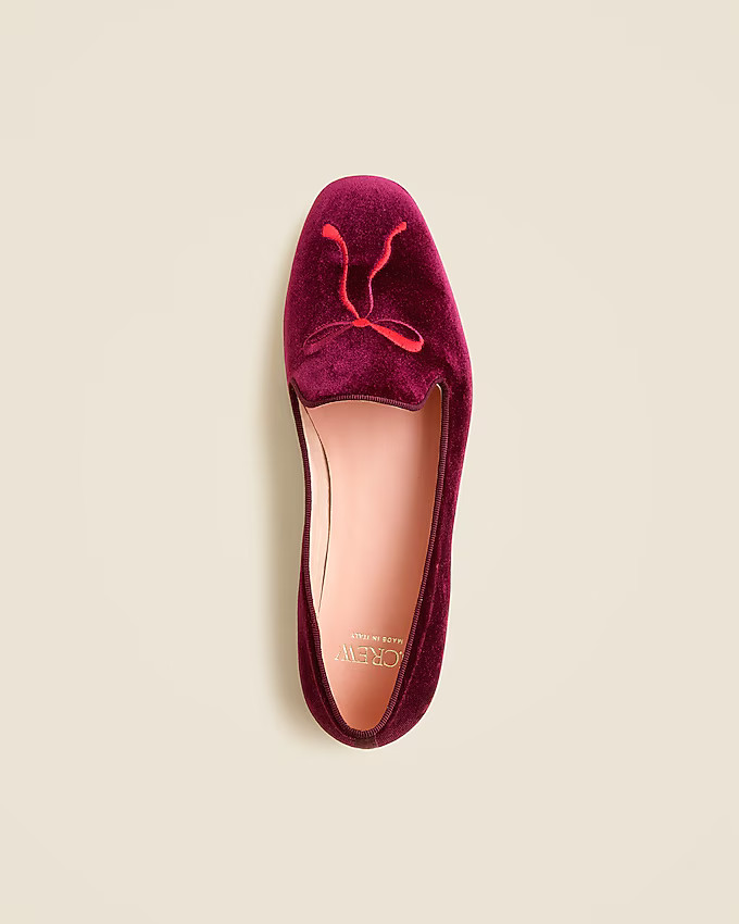 Made-in-Italy smoking slippers in embroidered velvet | J. Crew US