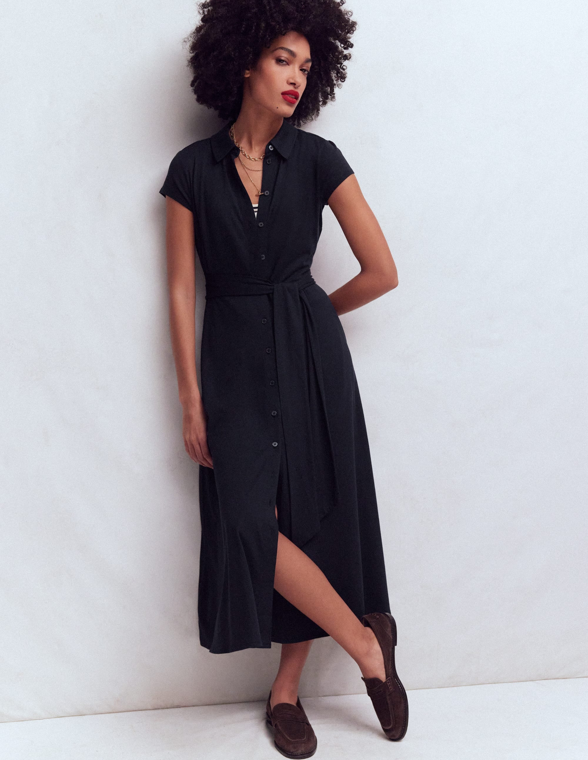 Marcia Jersey Shirt Dress-Navy | Boden (US)