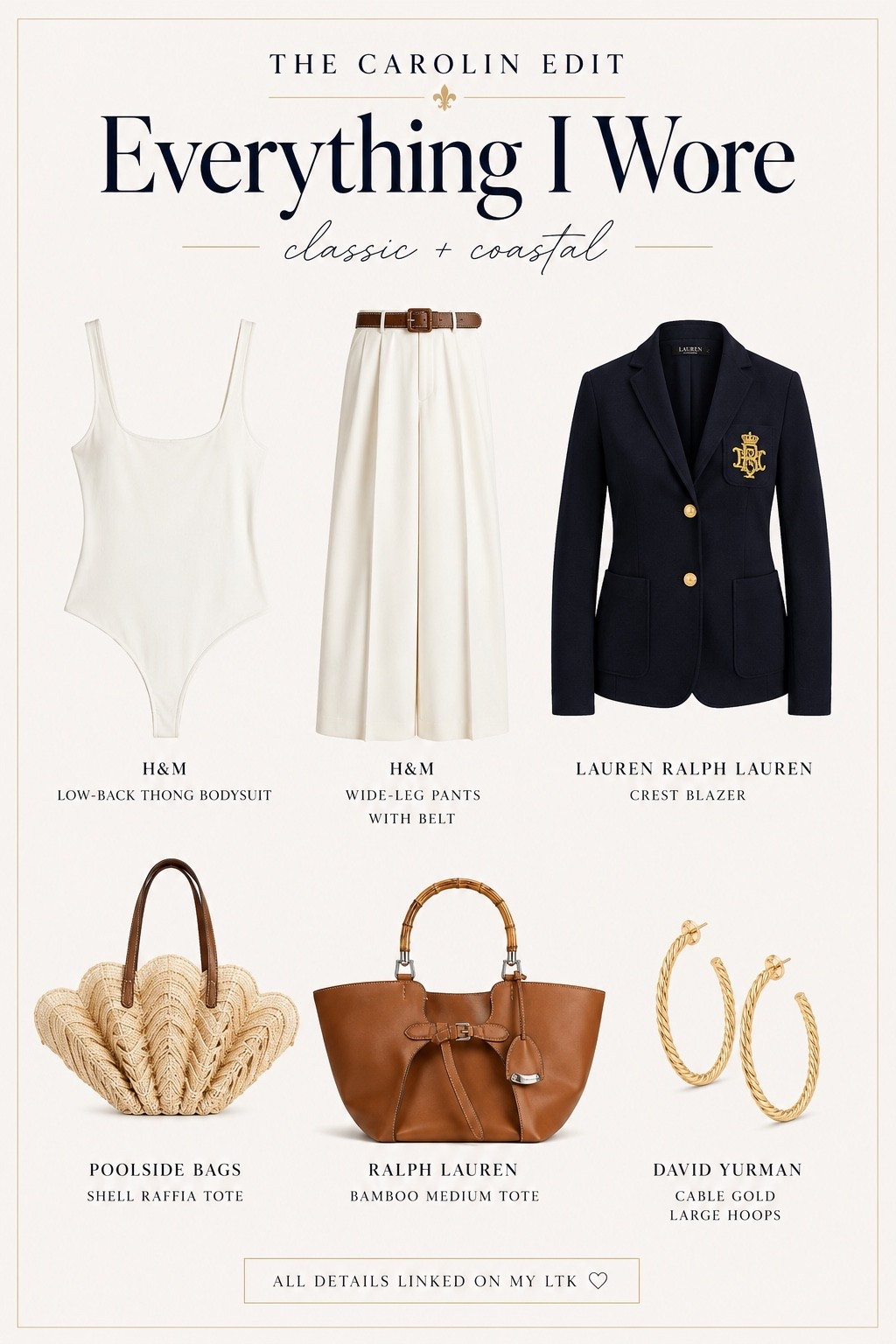 This is one of those outfits that feels effortlessly polished. 🤍 I love mixing timeless staples with beautiful accessories to create a look that feels elevated without trying too hard.

These H&M pieces are such a great foundation, and adding a classic navy blazer, natural raffia textures, and gold jewelry completely transforms the outfit. These are the kinds of pieces I reach for over and over because they’re versatile, chic, and never go out of style.

Sharing everything from this edit, including my favorite bags, blazer, hoops, and the H&M finds that make the whole look come together.

#LTKOver40 #LTKootd