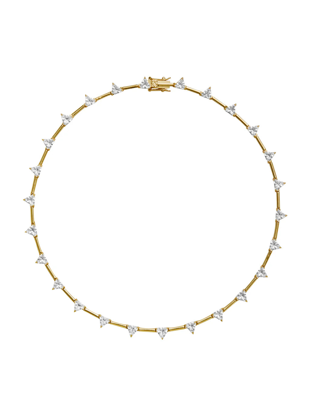 PETITE JULIEN TRILLION CUT, LAB WHITE SAPPHIRE GOLD BAR NECKLACE | Dorsey
