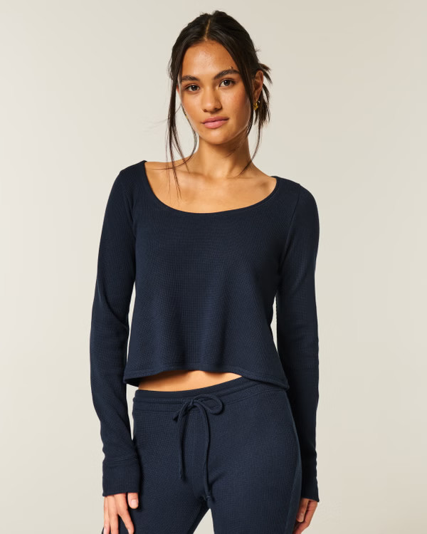 Women's Gilly Hicks Cozy Waffle Long Sleeve Scoop Top | Women's Sleepwear | HollisterCo.com | Hollister (US)