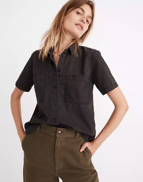 Denim Short-Sleeve Button-Up Shirt in Lunar Wash | Madewell
