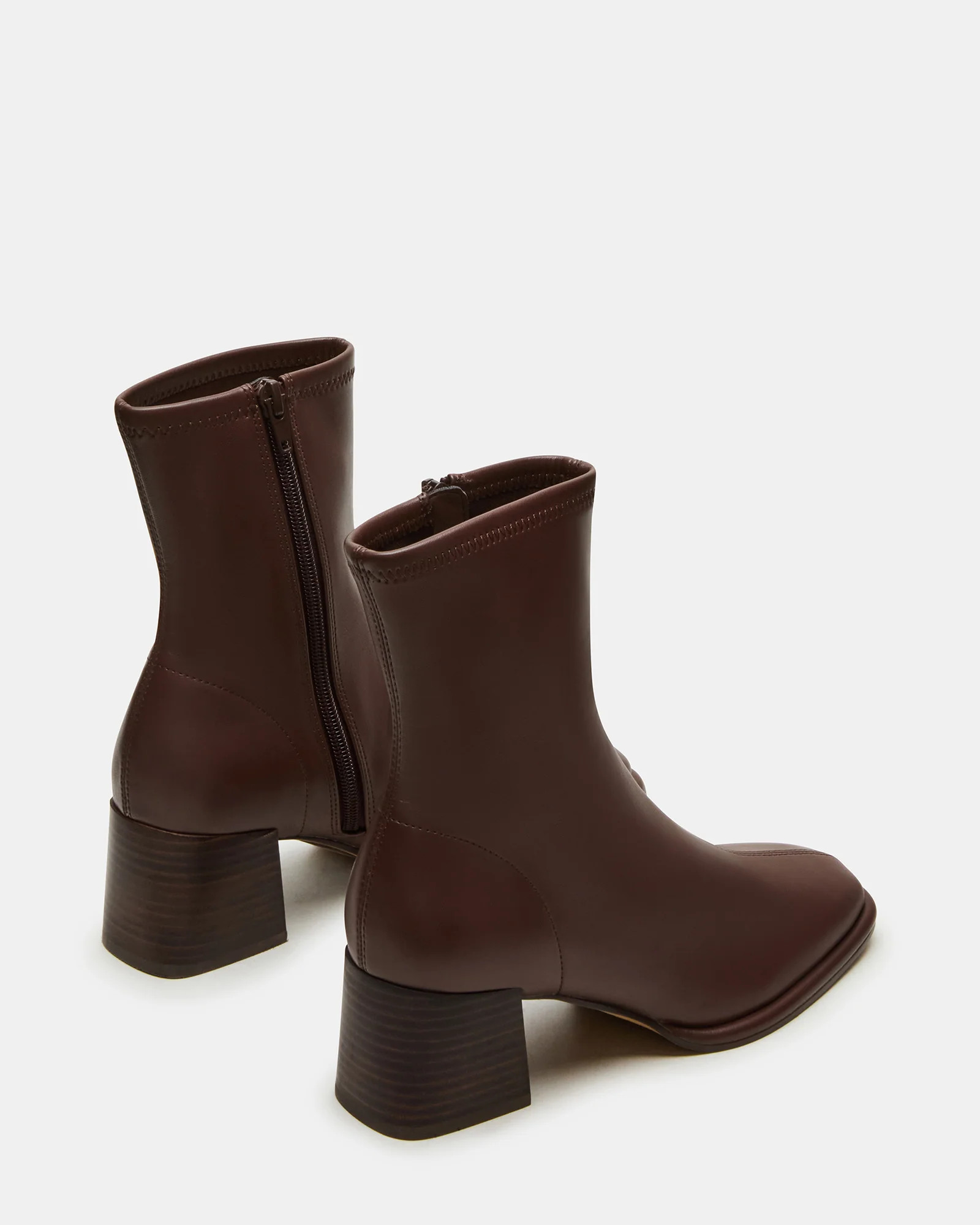 PAMMY Brown Square-Toe Block Heel Women's Ankle Boot | Steve Madden (US)