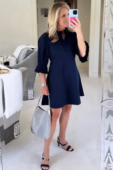Gorgeous navy dress under $100
Gorgeous, pleated detail on the sleeves and cinch back to create the most flattering fit! 
#LTKstyletip #LTKover40

#LTKStyleTip #LTKSeasonal #LTKOver40