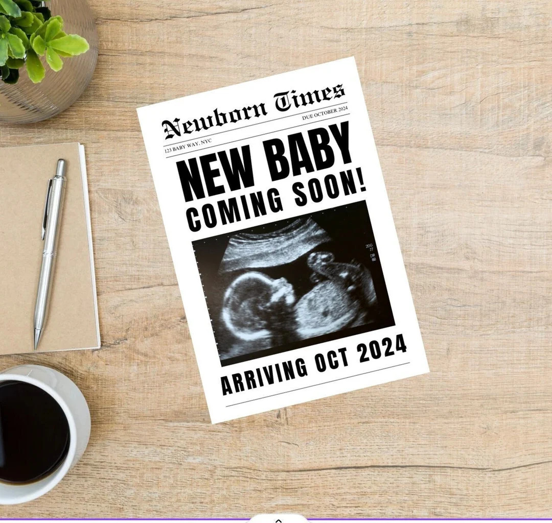 New Baby Announcement Newspaper, Baby on the Way Pregnancy Reveal Custom Newspaper Template for B... | Etsy (US)