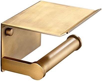 Toilet Paper Holder Antique Brass Toilet Paper Hanger with Mobile Phone Storage Shelf -Wall Mount... | Amazon (US)