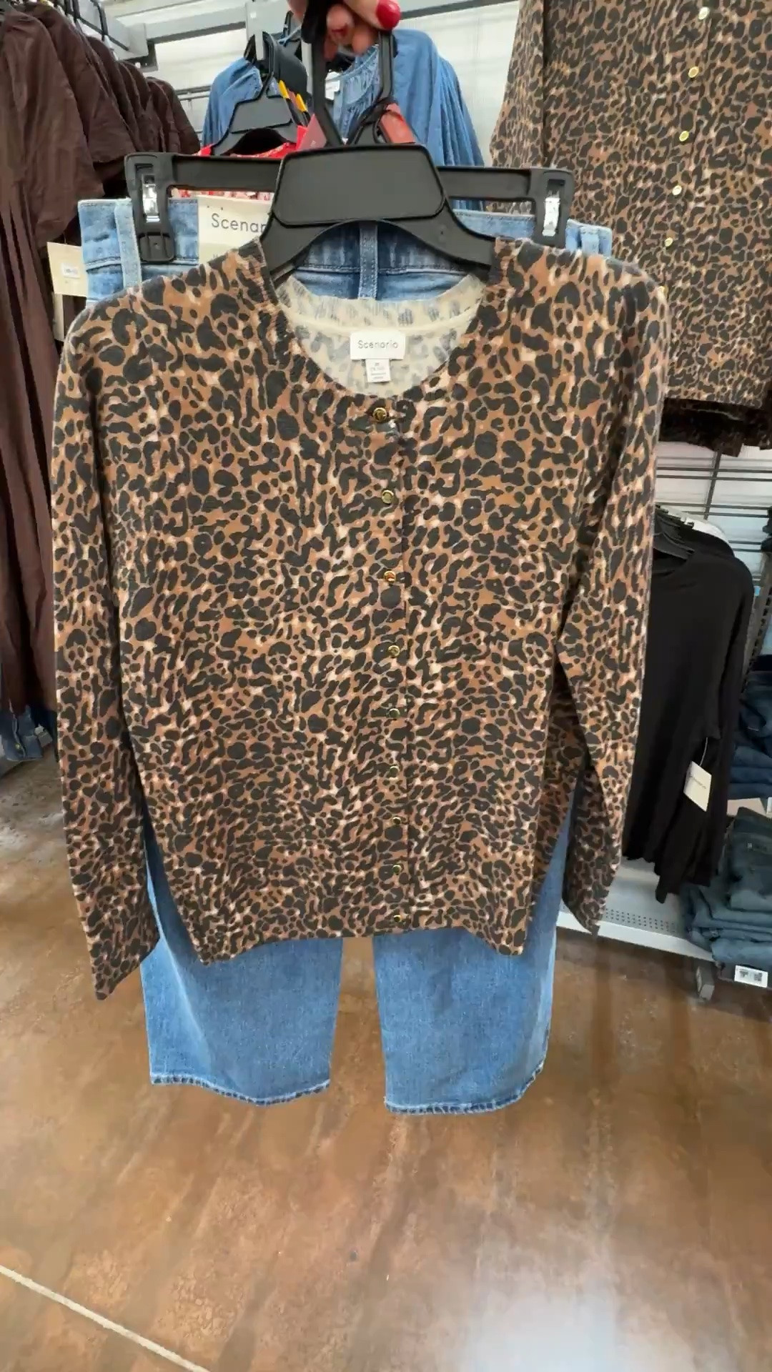 Leopard cardigann and horseshoe jeans on sale at Walmart!
