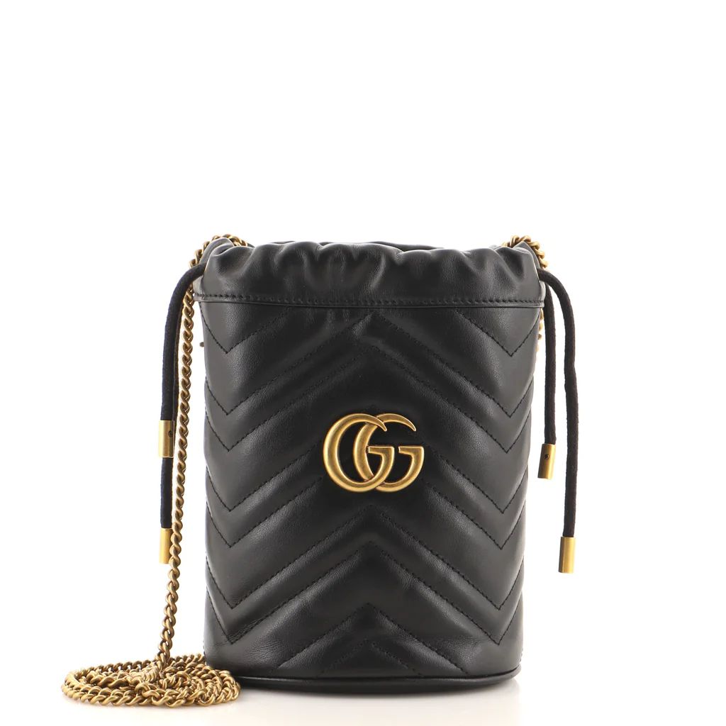 Gucci GG Marmont Bucket Bag Matelasse Leather Mini Black 1518491 | Rebag