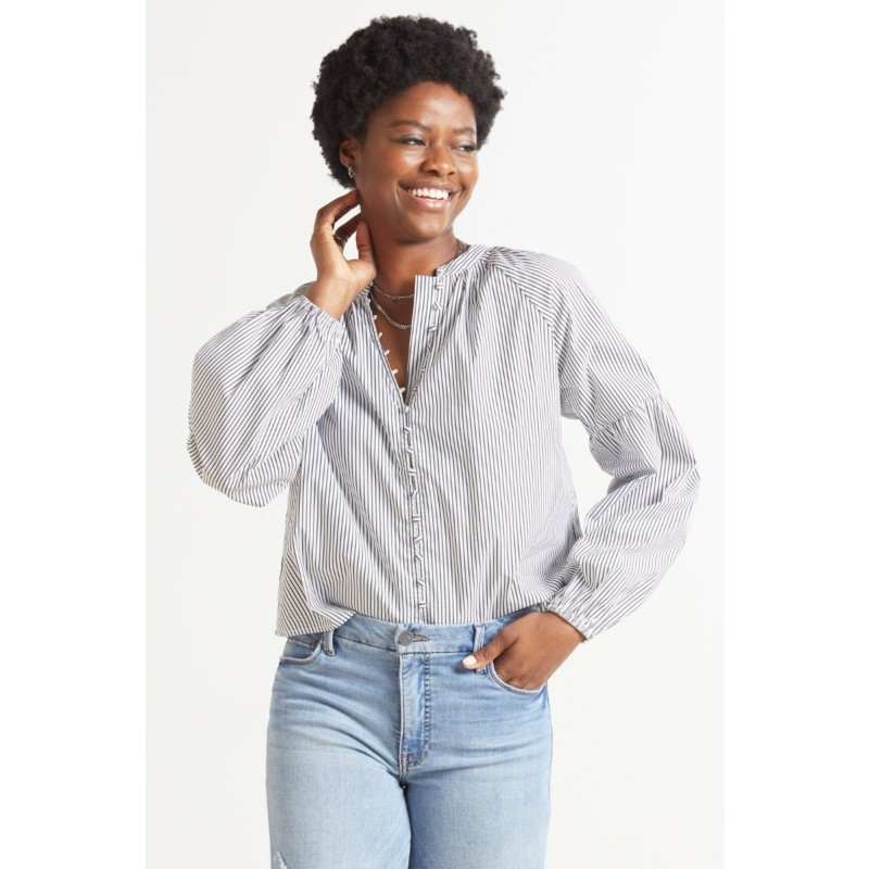 EVEREVE Sofia Stripe Button Down Poplin Top | EVEREVE | Evereve
