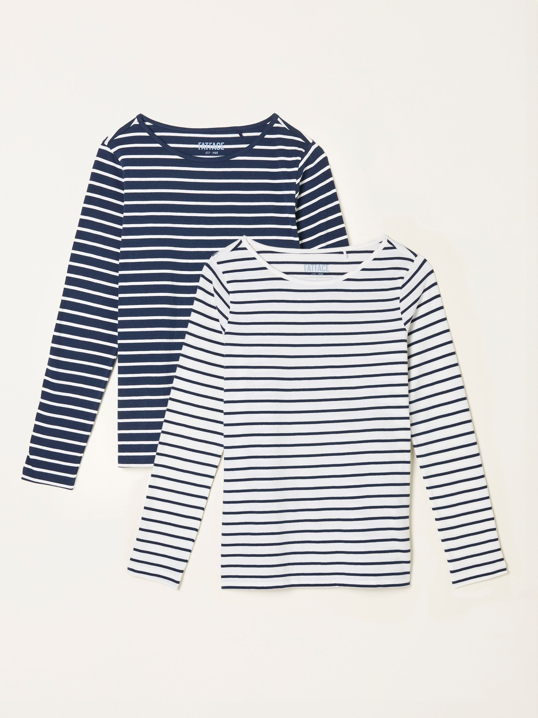 Breton Ivory/Navy 2 Pack Round Neck  T Shirt | Fat Face